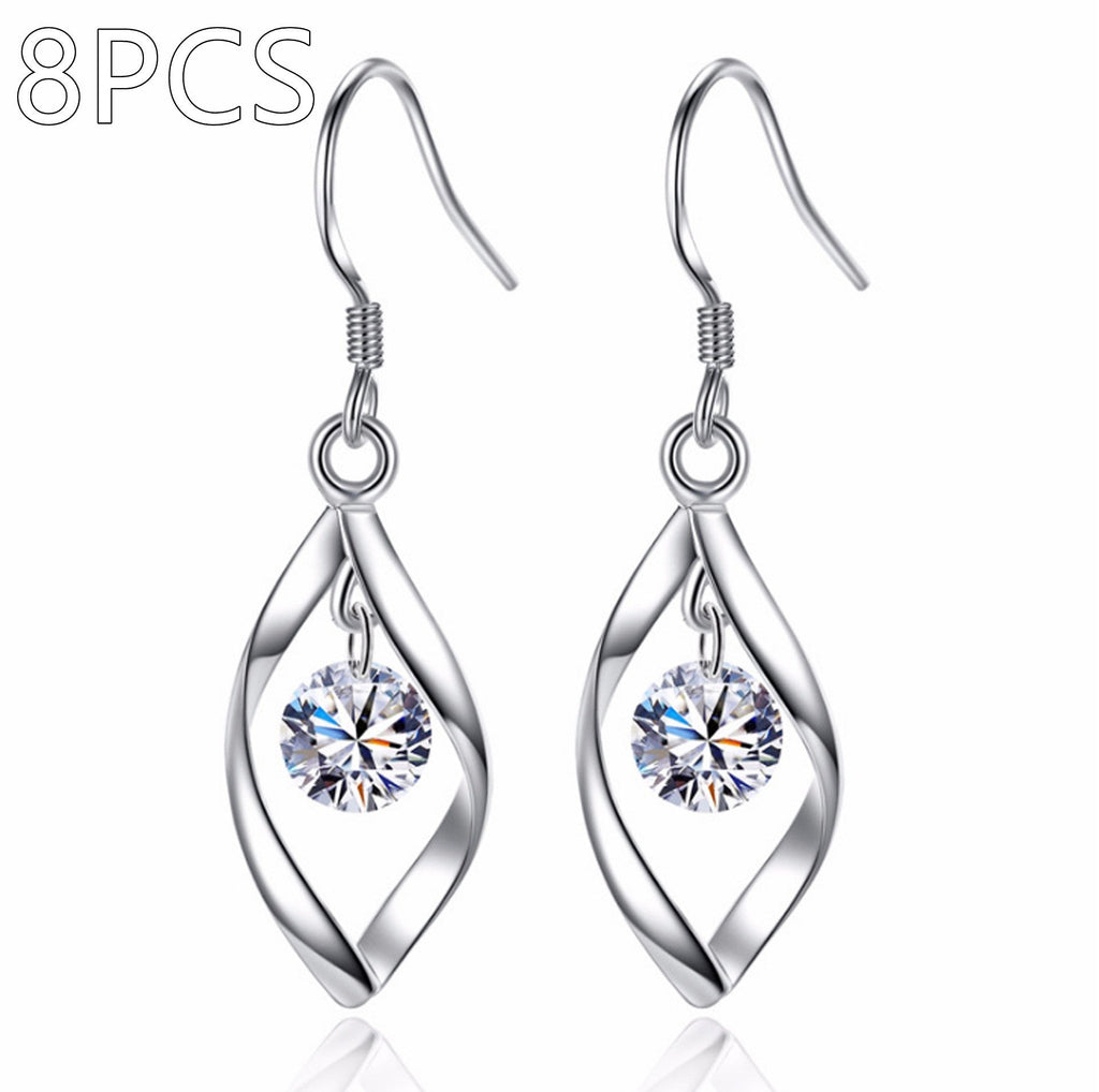 Zircon Reduction Silver Earrings Pi-Mart