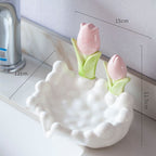 Home Creative Cute Flowers Ceramic Soap Box