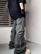 Loose Straight Slightly Flared Workwear Casual Wide-leg Mopping Leopard Jeans Lootquake LLC