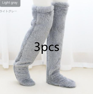 Over Knee High Fuzzy Long Socks Winter Warm Cold Leg Knee Joint Cold-proof Stockings Home Floor Sleeping Socks Pi-Mart