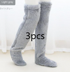 Over Knee High Fuzzy Long Socks Winter Warm Cold Leg Knee Joint Cold-proof Stockings Home Floor Sleeping Socks Pi-Mart