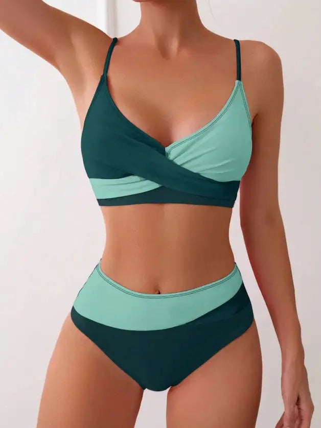 Women's Two-piece Casual Swimsuit P229 Green - SJB-DIAMOND ELITES