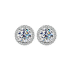 S925 Sterling Silver Moissanite Round Bag Three-piece Female Ring Necklace