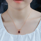 Amber Leaf Carving S925 Sterling Silver Gold-plated Pendant Female Pi-Mart