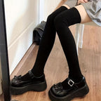 Women's Solid Ribbed Over-the-Knee Socks, Comfy & Warm Thicker Thigh High Socks Lootquake LLC