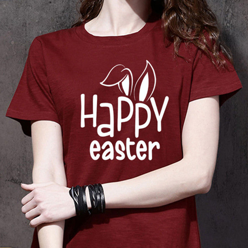Women's Bunny Happy Easter Print Top Pi-Mart