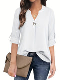 Women's Long Sleeved Simple And Versatile Casual Pearl Button Shirt - SJB-DIAMOND ELITES