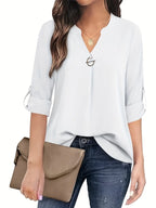 Women's Long Sleeved Simple And Versatile Casual Pearl Button Shirt - SJB-DIAMOND ELITES