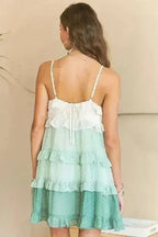 ADORA Swiss Dot Ruffled Tiered Mini Dress
