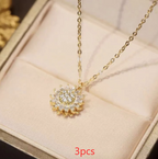 Rotatable Sunflower Necklace Full Of Diamonds Pi-Mart