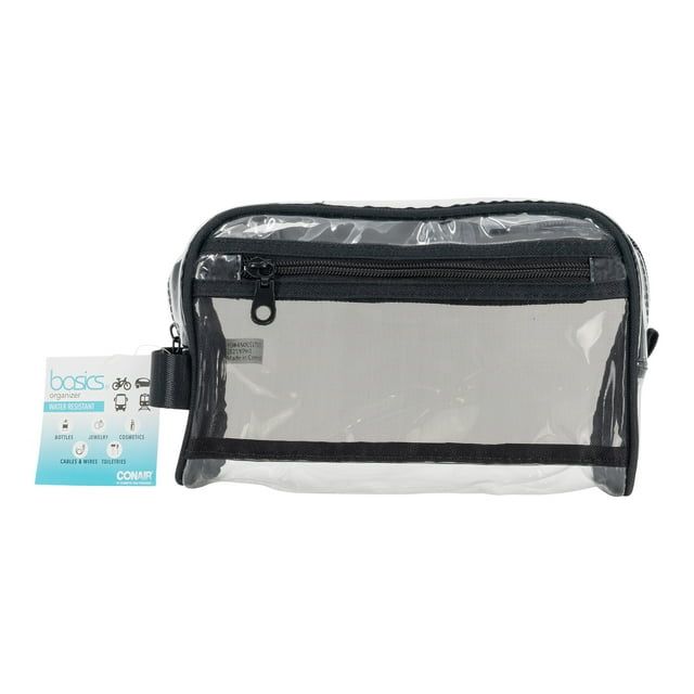 Basics Transparent PVC with Black Webbed Handle & Piping with Easy Access Side Pocket EasyOptionXY LLC