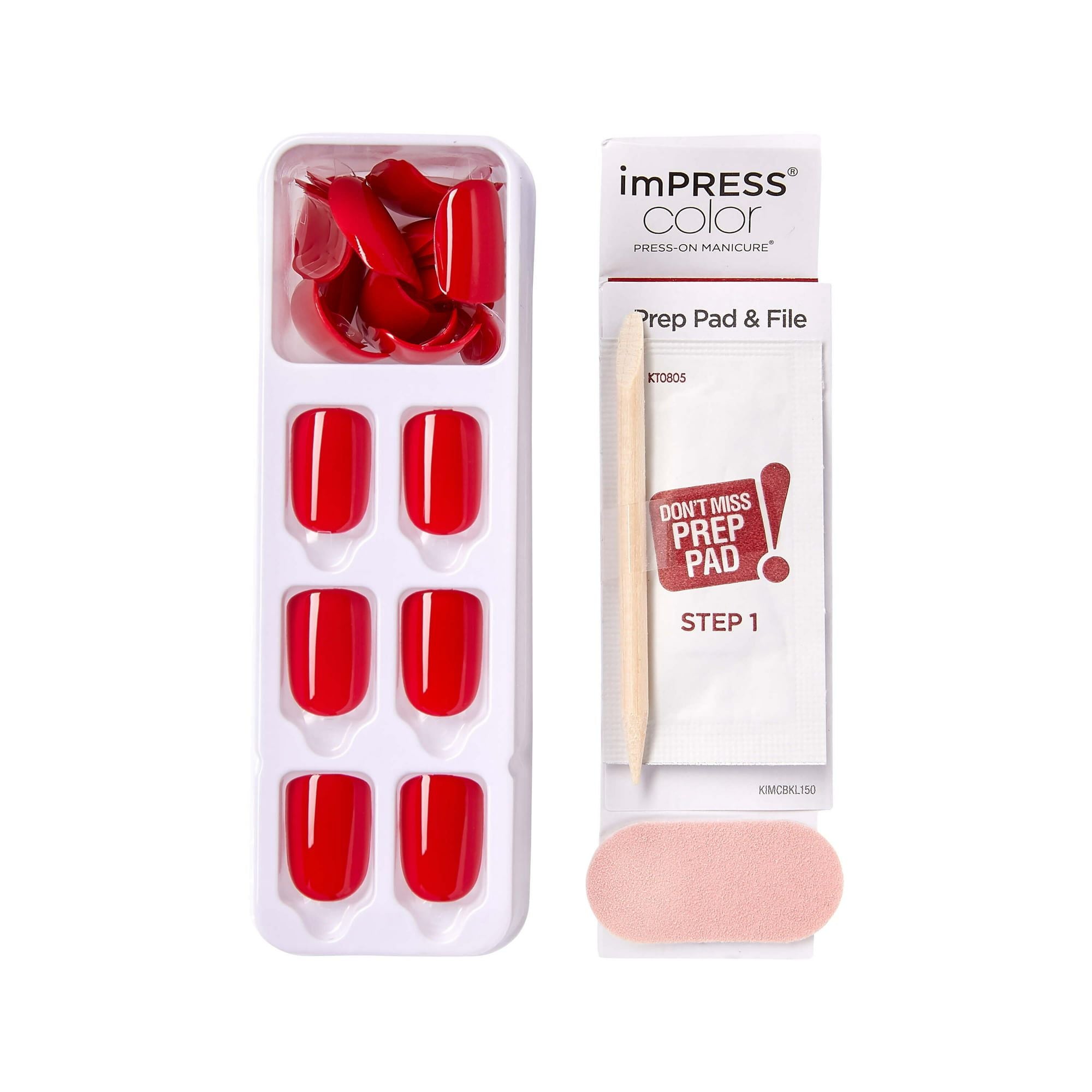 KISS imPRESS Color Press-on Manicure - Reddy or Not, Short EasyOptionXY LLC