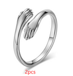 Alloy Simple Hands Hug Ring Opening Adjustable Jewelry Pi-Mart