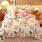 Coral Fleece Duvet Cover Sheet Flannel Pillowcase Pi-Mart