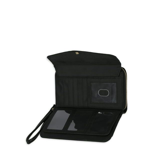 Time and Tru Women's Ainsley Bulk Clutch Wallet Vinyl Solid Black EasyOptionXY LLC