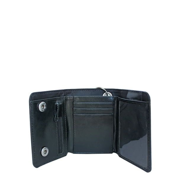No Boundaries Men's Two Snap Chain Wallet Black