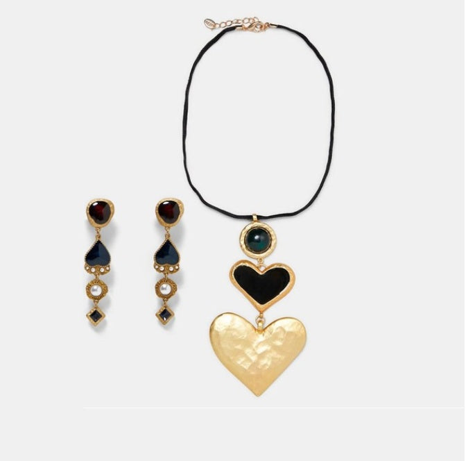 Exaggerated oil drop earring necklace