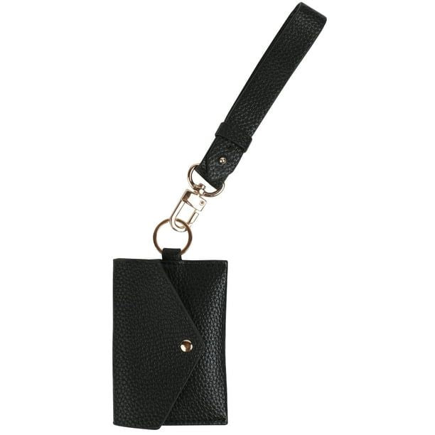 Essentials Brand Women's Adult Polyester Wrist Lanyard with Black Wallet