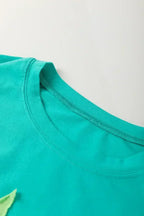 Aruba Blue Frayed Star Patched 4th of July Oversize T Shirt