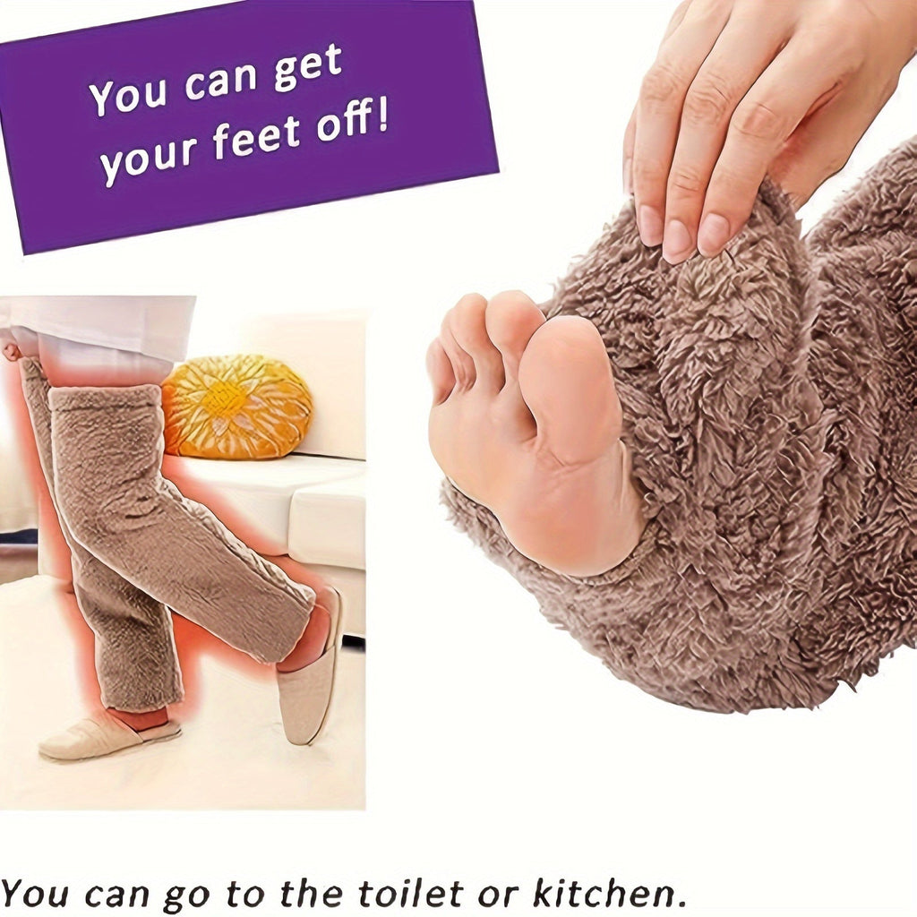 Fuzzy Thigh High Stockings, Warm Over-the-Knee Socks for Women, Solid Color Lootquake LLC