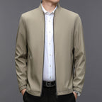 Men's Stand Collar Casual Jacket - Lightweight Middle-Aged Outerwear (Blue/Black/Brown, Sizes 170-195cm) Pi-Mart