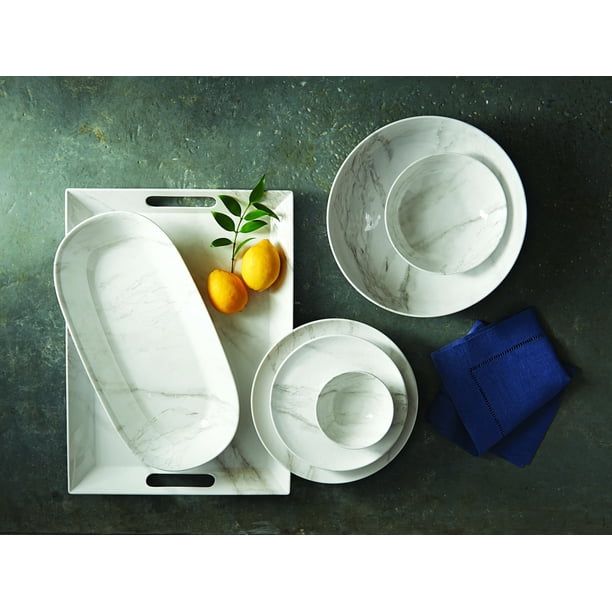 Better Homes & Gardens- Marble Print Rectangle Melamine Handled Tray EasyOptionXY LLC