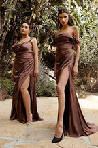 Satin Drape Off The Shoulder Dress Purplish Diva
