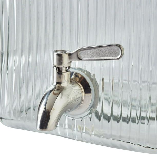 Better Homes & Gardens 2 Gallon Ribbed Clear Glass Beverage Dispenser with Acacia Wooden Lid EasyOptionXY LLC