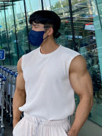 Men's Plus Size Cord Ribbed Round Neck Tank