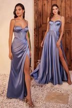 A-Line Satin Bustier Dress Purplish Diva