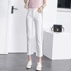 White Jeans Thin and Straight Slim for Spring and Autumn Cropped pants SHOMICOBOUTIQUE
