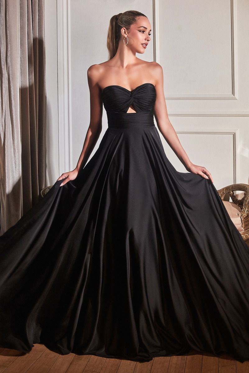 Strapless A-Line Satin Keyhole Dress Purplish Diva