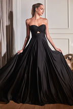 Strapless A-Line Satin Keyhole Dress Purplish Diva