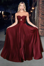 Strapless A-Line Satin Keyhole Dress Purplish Diva