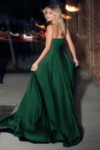 Strapless A-Line Satin Keyhole Dress Purplish Diva