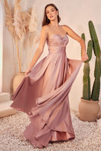 Strapless A-Line Satin Keyhole Dress Purplish Diva