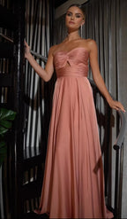 Strapless A-Line Satin Keyhole Dress Purplish Diva