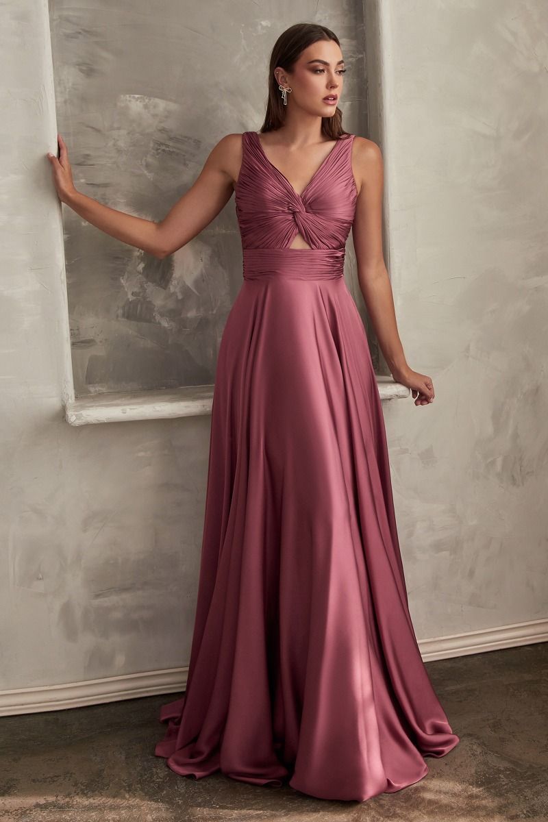 A-Line Satin Keyhole Dress Purplish Diva
