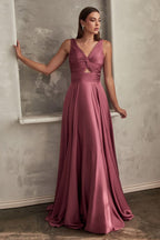 A-Line Satin Keyhole Dress Purplish Diva