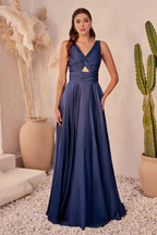 A-Line Satin Keyhole Dress Purplish Diva