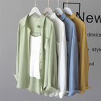100% cotton casual loose cotton blouse shirt women solid color oversize long blouse shirt  Women - SJB-DIAMOND ELITES
