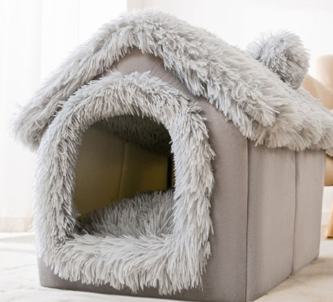 Foldable Dog House Pet Cat Bed Winter Dog Villa Sleep Kennel Removable Nest Warm Enclosed Cave Sofa Pets Supplies Pi-Mart