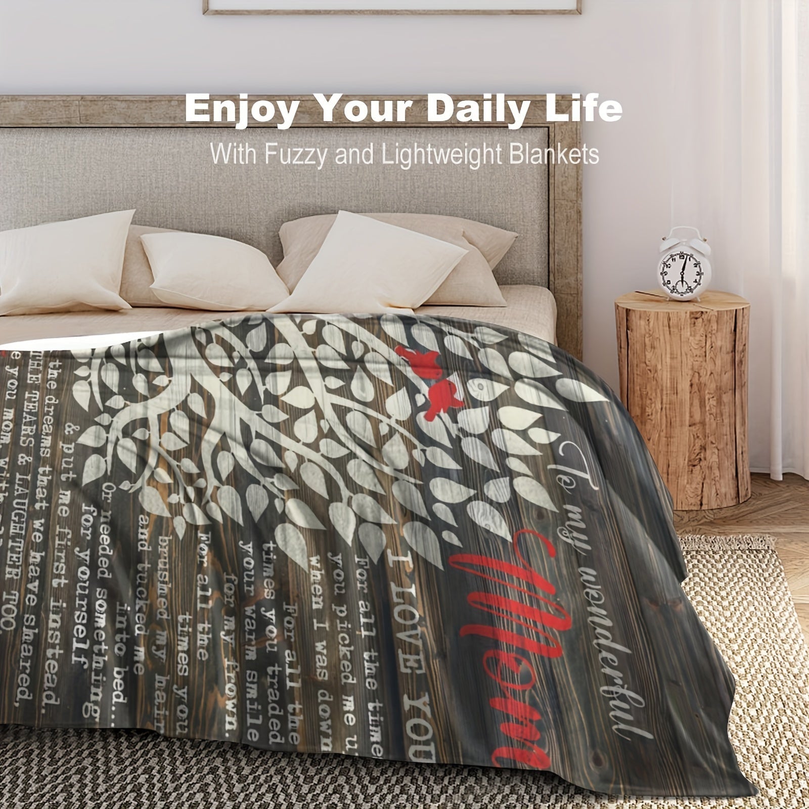 1pc Cozy Flannel Blanket - To My Wonderful Mom, Mother's Day Gift, Your Daughter All-Season Softness For Car, Sofa, Couch, Office, Camping, Bed, Travel, And Living Room, Gifts For Friends, Sisters, Family, Birthday Day Gradua