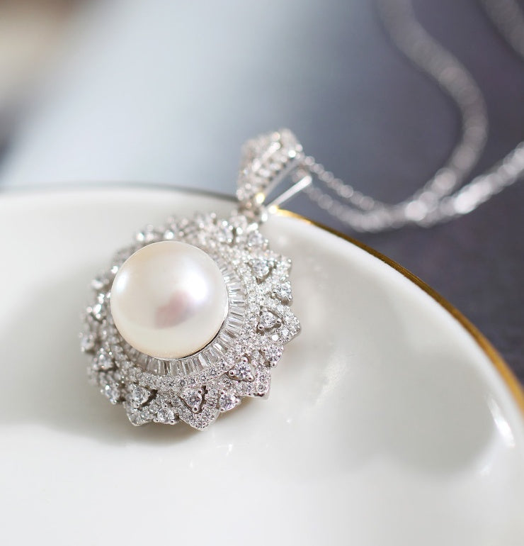 Strong Light Freshwater Pearl Pendant S925 Silver Necklace Pi-Mart