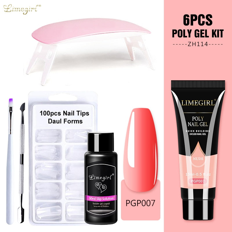 Poly nail Gel Kit With 54W UV Lamp Pi-Mart