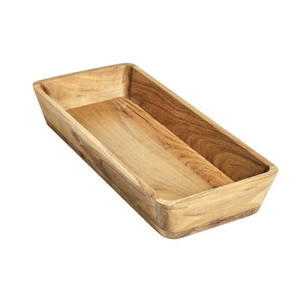 Better Homes & Gardens- Acacia Wood Oval Bowl, Natural Finish Brown EasyOptionXY LLC