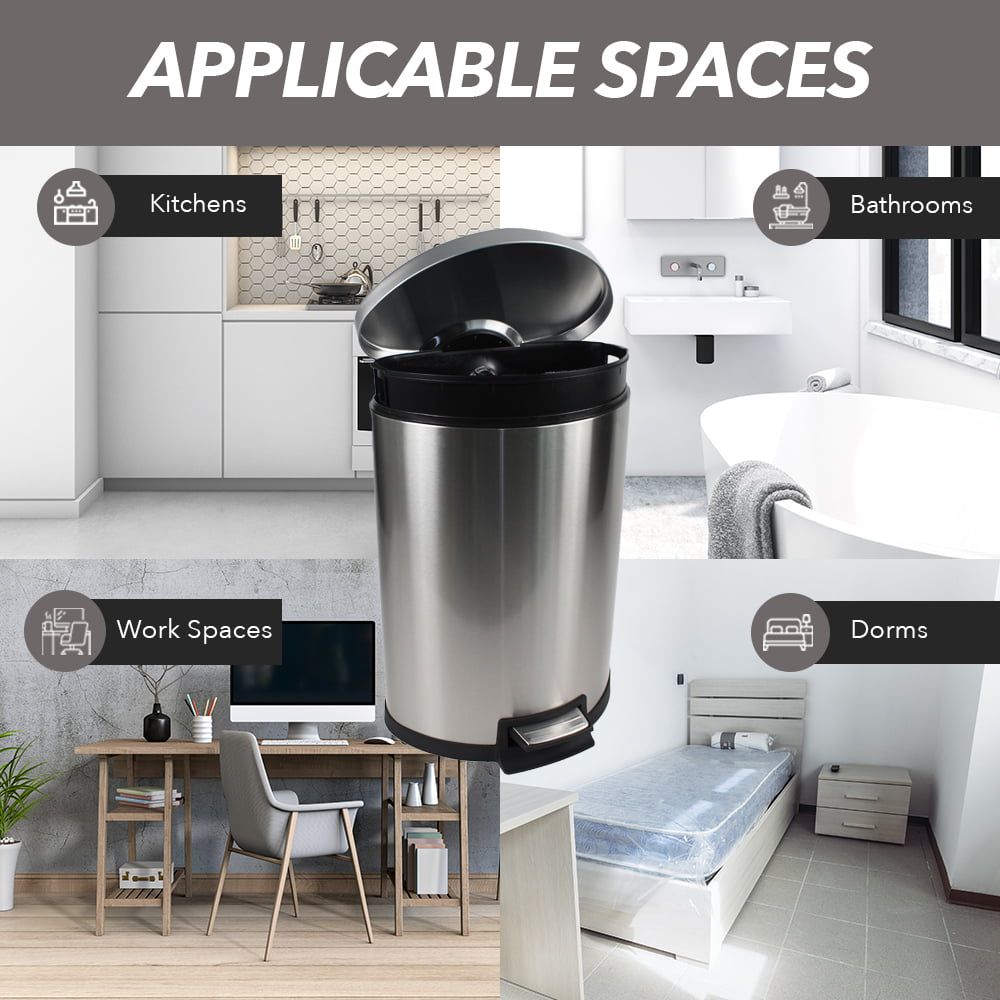 Better Homes & Gardens 14.5 Gallon Trash Can, Semi-Round Kitchen Trash Can, Stainless Steel EasyOptionXY LLC