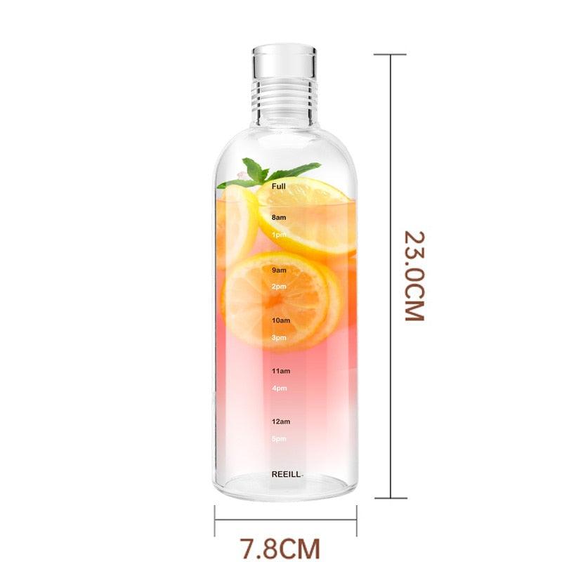 750ml Large Capacity Glass Water Bottle With Time Marker Cover For Water Drink Transparent Milk Juice Simple Cup Birthday Gift Sport Grey Glass Bottle Glass Bottle with Hourly Time Marker Leak Proof Reusable Water Bottle Stevvex