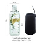 750ml Large Capacity Glass Water Bottle With Time Marker Cover For Water Drink Transparent Milk Juice Simple Cup Birthday Gift Sport Grey Glass Bottle Glass Bottle with Hourly Time Marker Leak Proof Reusable Water Bottle Stevvex