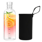 750ml Large Capacity Glass Water Bottle With Time Marker Cover For Water Drink Transparent Milk Juice Simple Cup Birthday Gift Sport Grey Glass Bottle Glass Bottle with Hourly Time Marker Leak Proof Reusable Water Bottle Stevvex